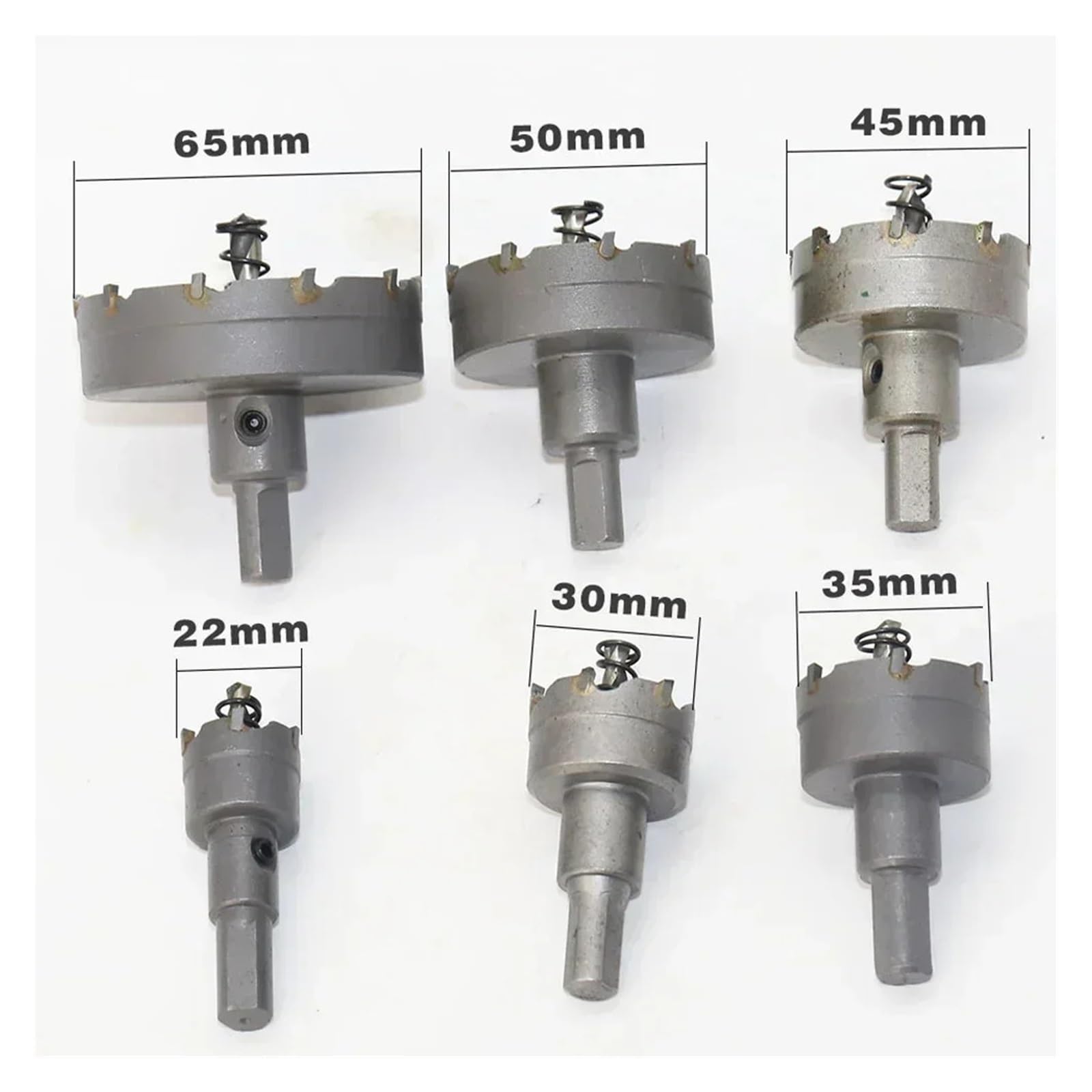 Juego De 6 Brocas De Corona De Carburo De 22 Mm/30 Mm/35 Mm/45 Mm/50 Mm/65 Mm For Taladrar Metales De Aleación De Acero Inoxidable
