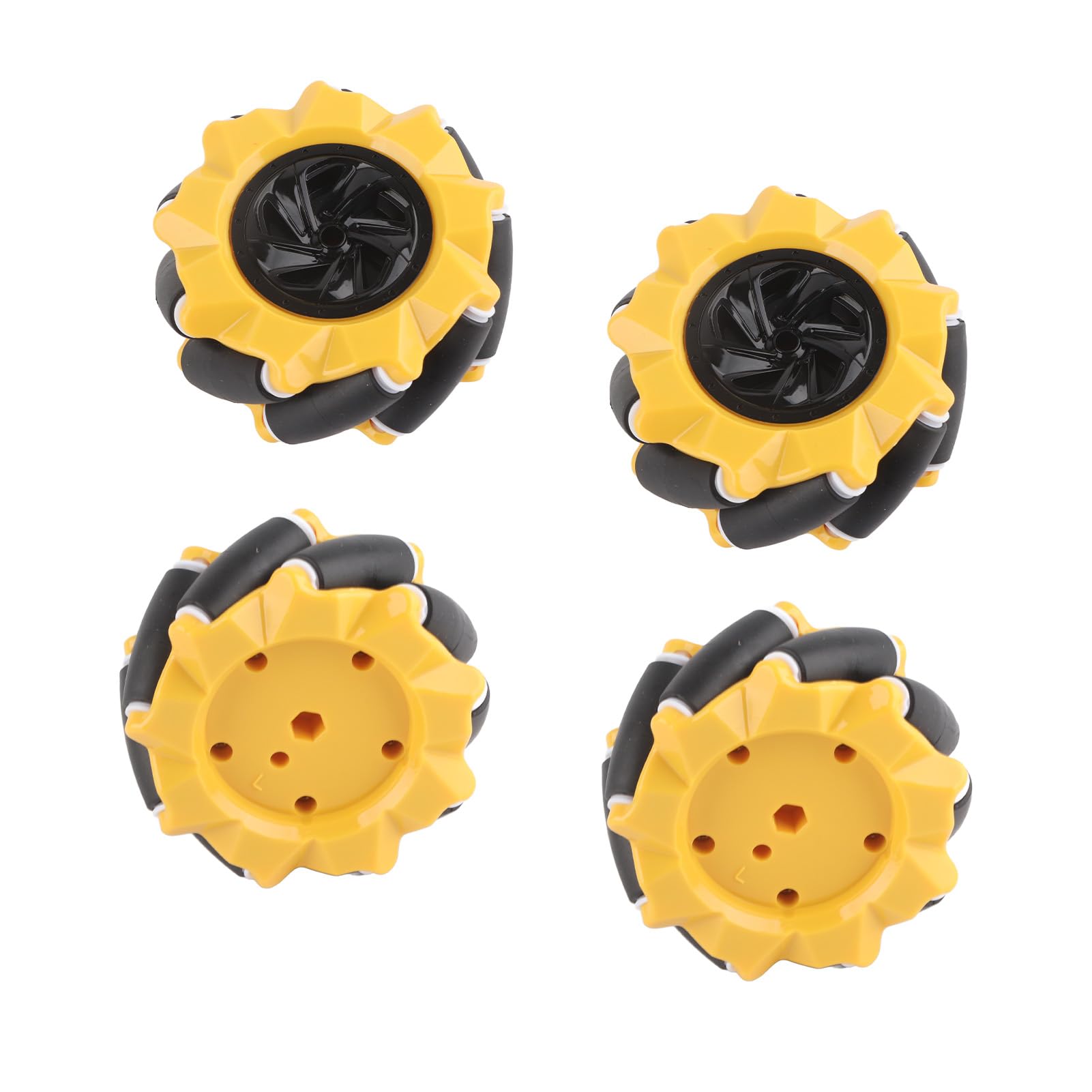 Mecanum-Rad omnidirektionales Roboterauto 80 mm ABS-Gummi Gelb/Schwarz für TT Motors-Bausteine