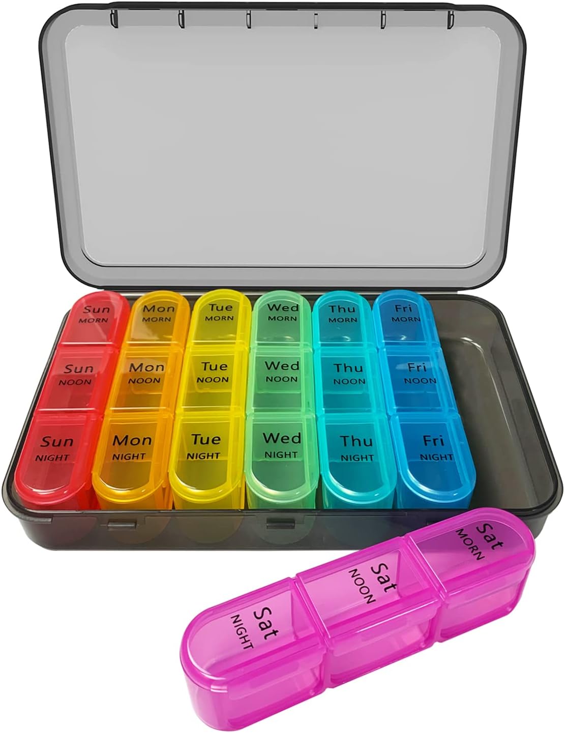 Pill Box 7 Days Morning Noon Evening Portable Pill Box 7 Days 3 Compartments Pill Box Weekly BPA