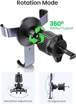 UGREEN Araç Telefonu Tutucu 2022 Yükseltilmiş Hava Firar Kuyruk Kancası iPhone 14 13 12 Pro Max XR Galaxy S22 S21 S20 Huawei P30 P20 vb. (Gümüş)