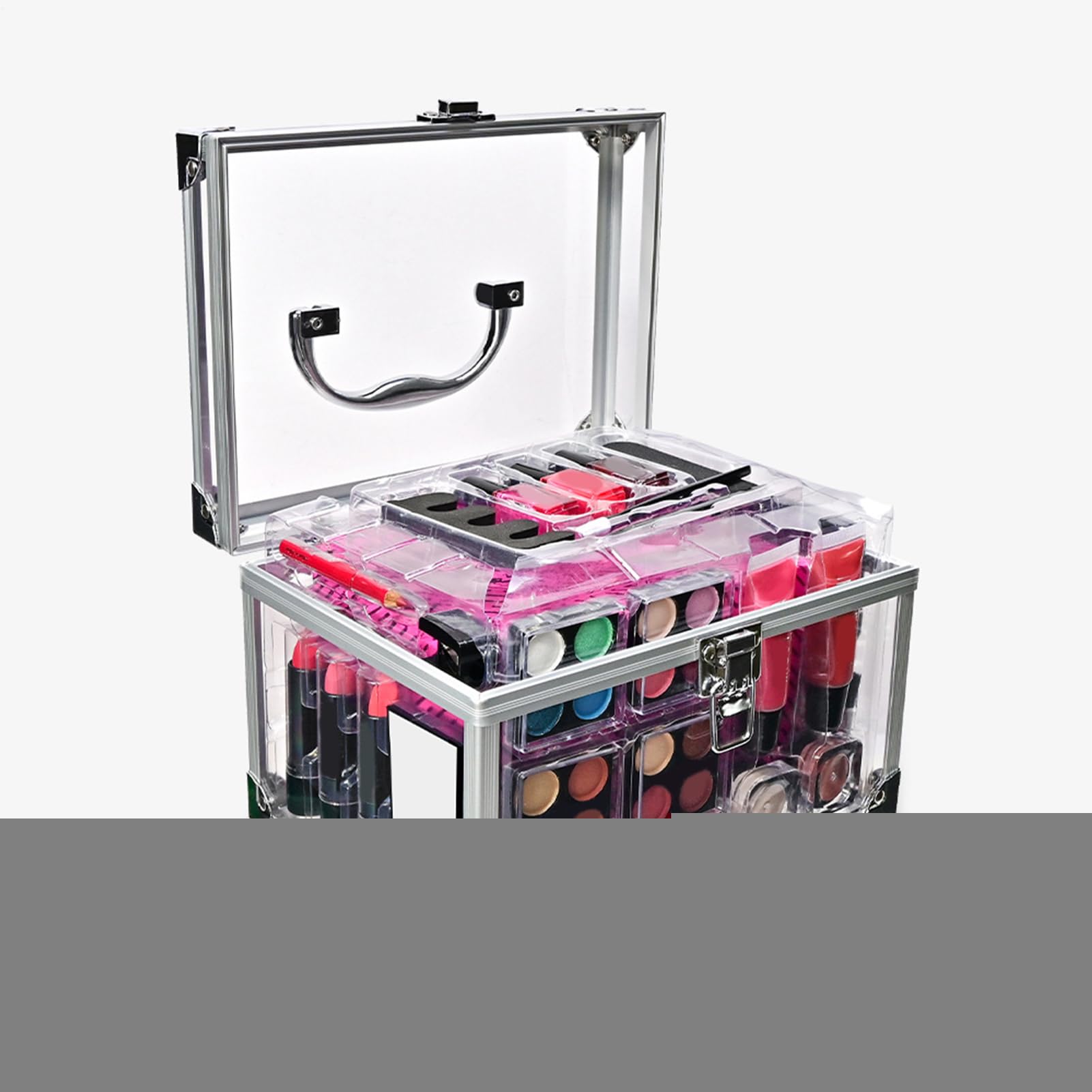 Kit Trucco per Principianti Set Da Viaggio Compatto Con | Portatrucchi con Ombretti Fard Pennelli per Adolescenti Viaggio Teatro Matrimonio Sposa Halloween