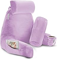 Vista 27 de Clara Clark - Almohada de lectura con espuma viscoelástica triturada, incluye 2 almohadas de soporte para el cuello y la zona lumbar, diseñada