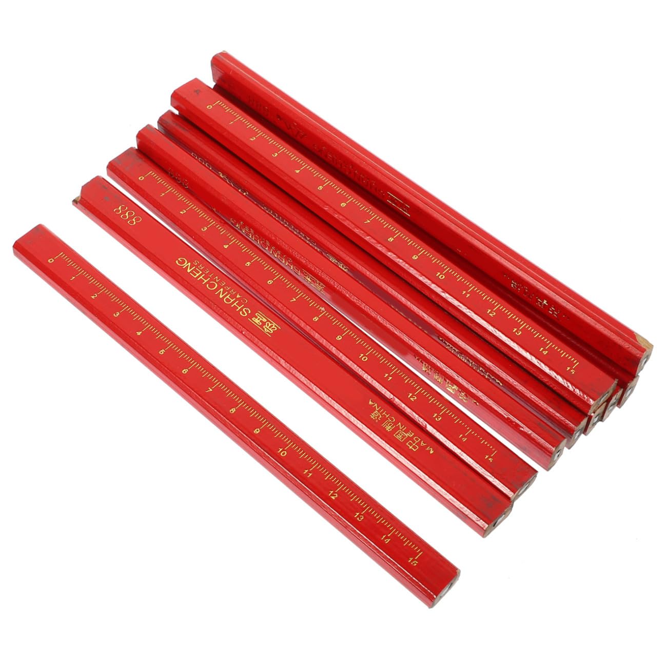 Veemoon 72pièces Crayon De Charpentier à Mine Dure Marqueur Pour Travail Du Bois Crayon Octogonal Rouge Pour Bois La Brique Carton