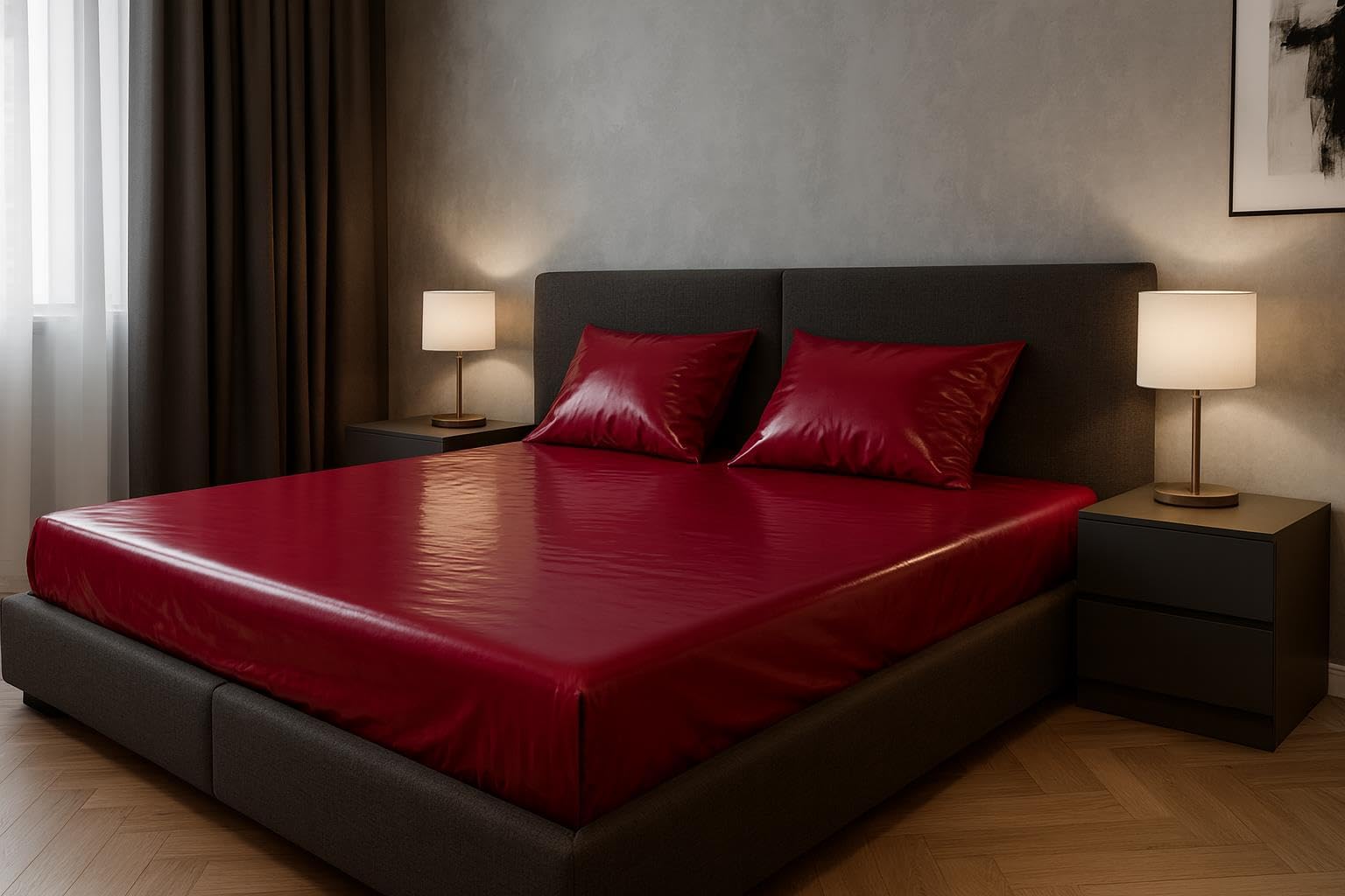 Exoda sábana impermeable de color rojo oscuro fabricada en 99 por ciento vinilo resistente a desgarros adecuada para diferentes usos lavable hasta 30 grados