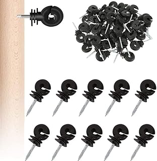 10 Pcs Electric Fencing Ring Insulators Black Fence Posts Screw Insulators Short Screw Type Wood Post Insulators Practical Screw in Ring Insulators for Animal Fence Agricultural Garden Accessories