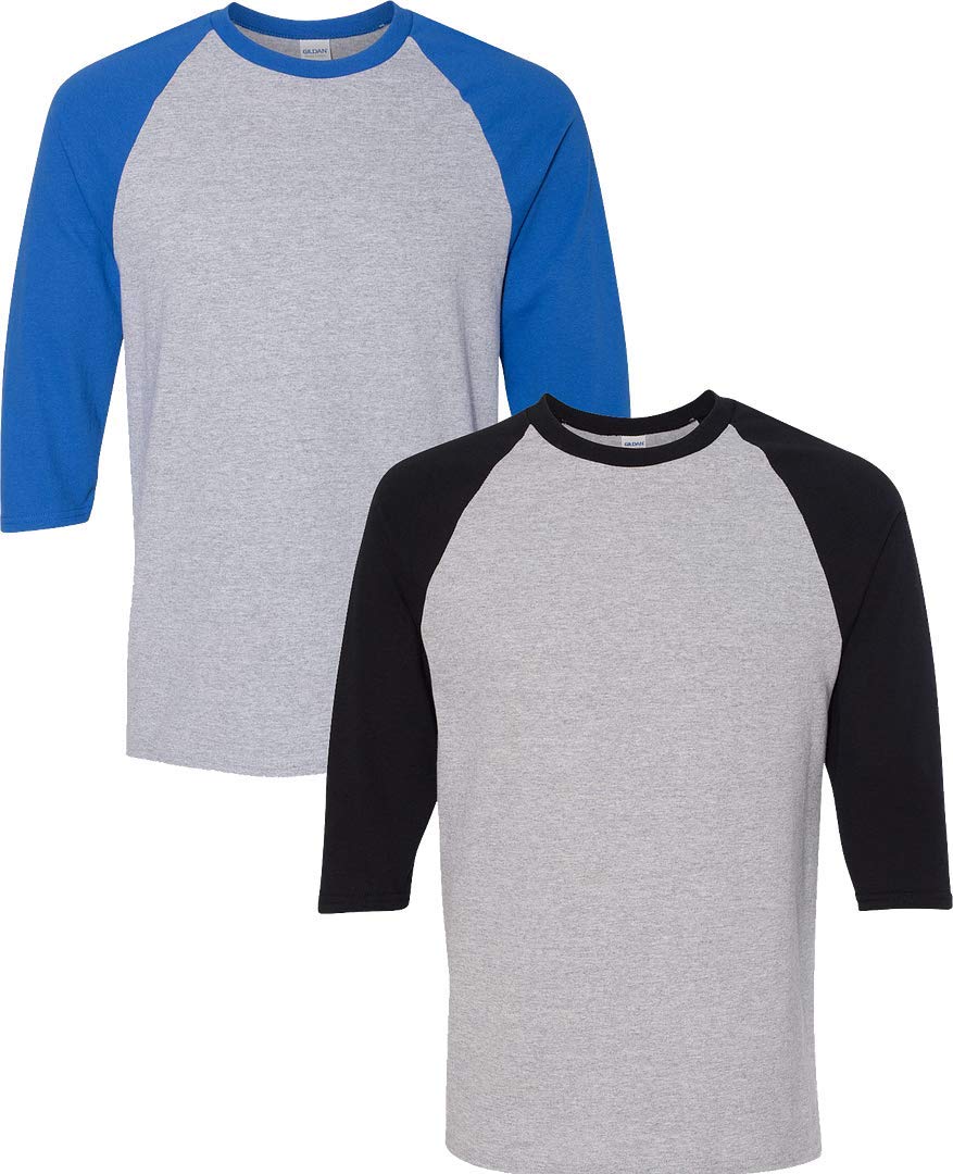 Gildan - Maglietta da adulto in cotone pesante, con maniche a 3/4, taglia S, colore: Bianco/Nero - - S