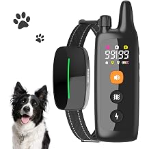 PWireless Dog Training Collar Innovative IP67 Waterproof Stop Barking Device with 3 Training Modes and 2 Channels Rechargeable Remote Control Dog Shock Collar for All Breeds, Black