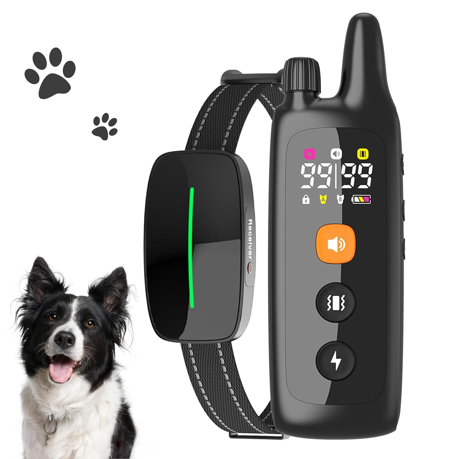 PWireless Dog Training Collar Innovative IP67 Waterproof Stop Barking Device with 3 Training Modes and 2 Channels Rechargeable