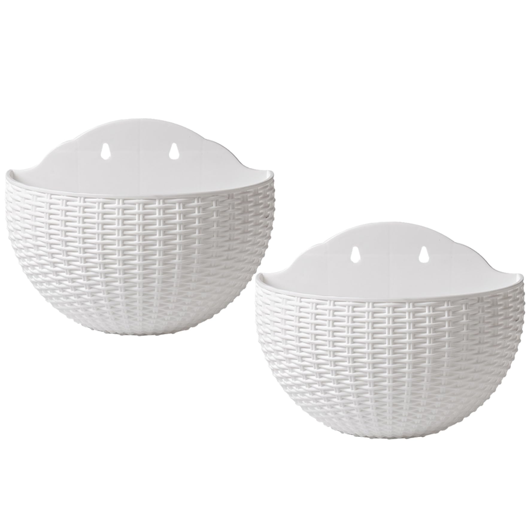 Perodlly Wall Planter 2PCS Wall Hanging Planter Half Round Fence with Drainage and Hooks Mounted for Balcony Garden Railing Indoor Outdoor White.