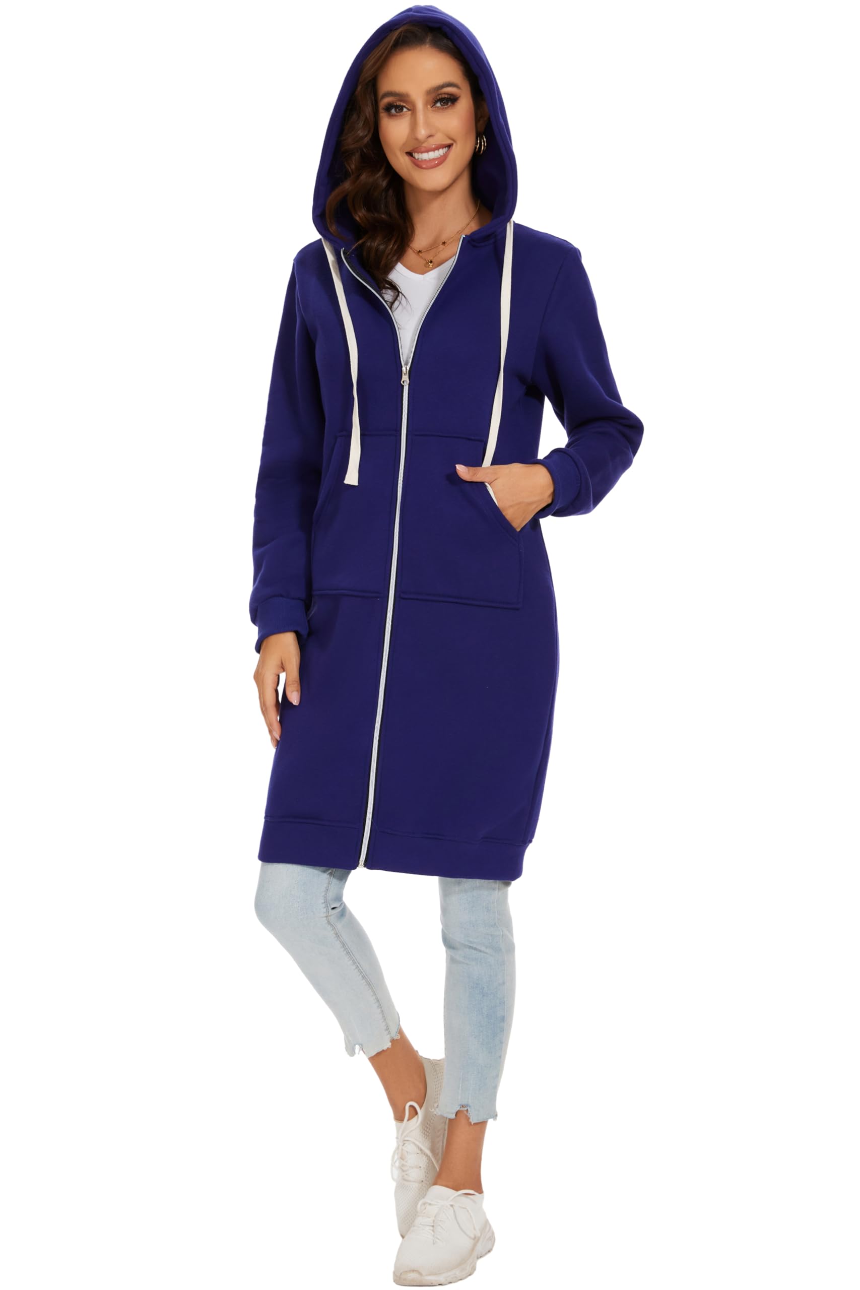 Damen Herbst Winter Outing Stil Frauen Warm Reißverschluss Öffnen Clubbing Dating Elegante Hoodies Sweatshirt Langen Mantel Jacke Tops Outwear Hoodie Outwear Kapuzenpullover