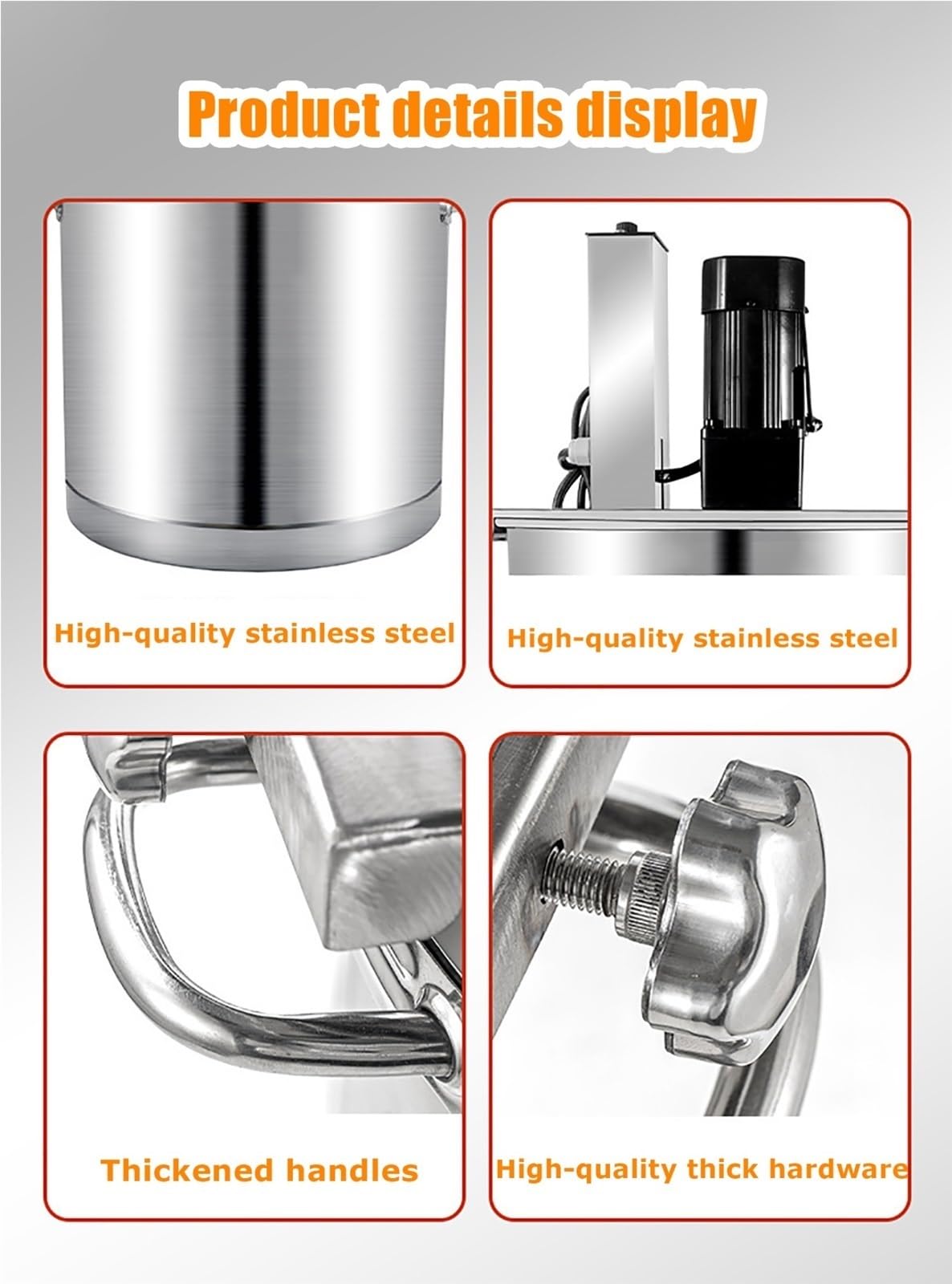 Batidora automática de alimentos, batidora de acero inoxidable for salsas y freír, batidora eléctrica comercial for mermeladas y salsas, raspador de 4 cuchillas for cocinar.(20L)
