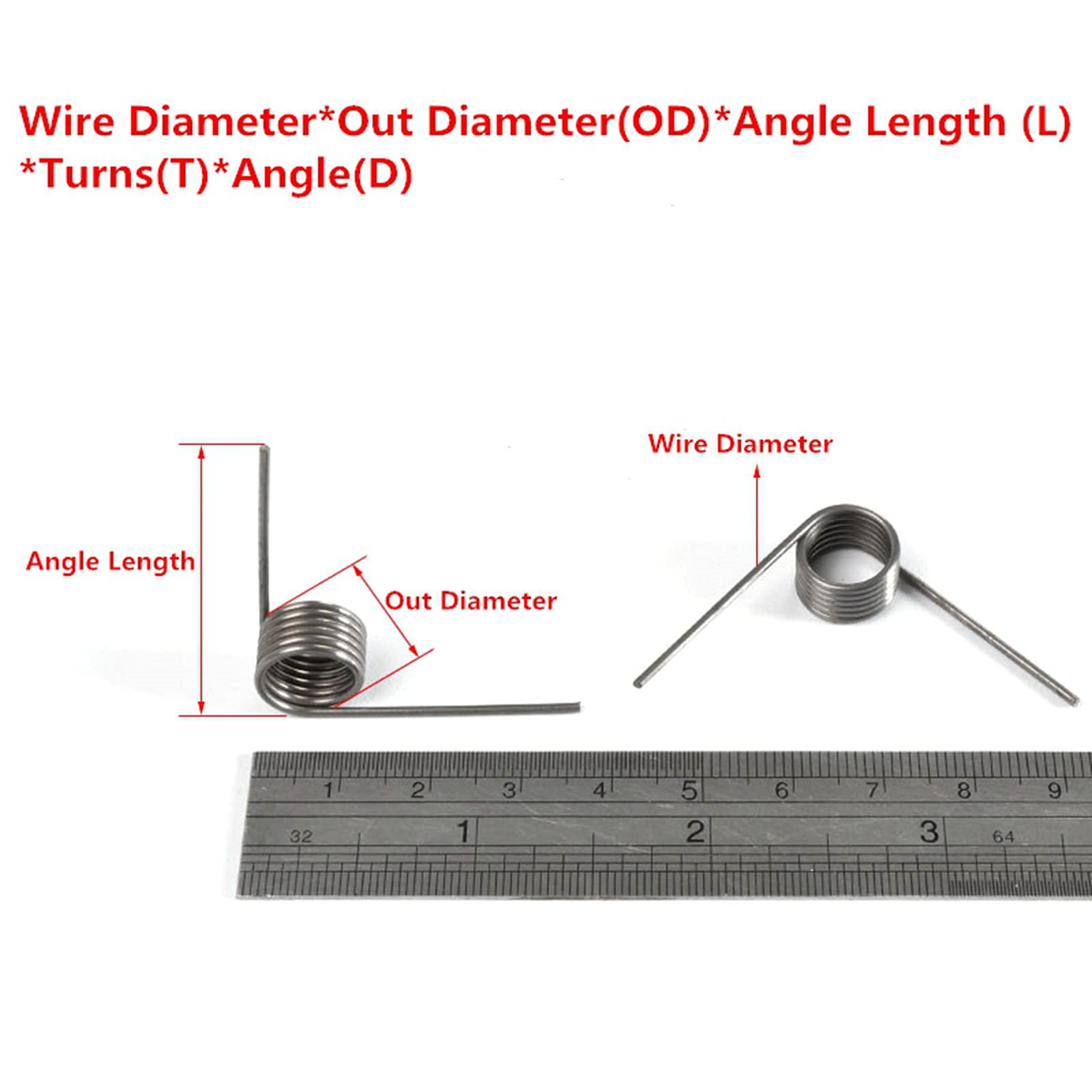 Ressort de Torsion, Ressort en V, Lot de 10 Ressorts de Torsion en Acier de 1,4 à 1,5 mm de diamètre, Longueur de 90 degrés, diamètre extérieur de 7 à 20 mm, 45 mm, 1,4 x 9 x 45 mm