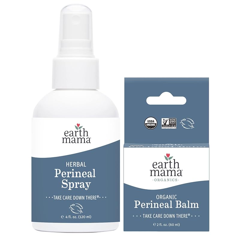 Kit pós-parto Earth Mama com spray e bálsamo perineal, conjunto com 2