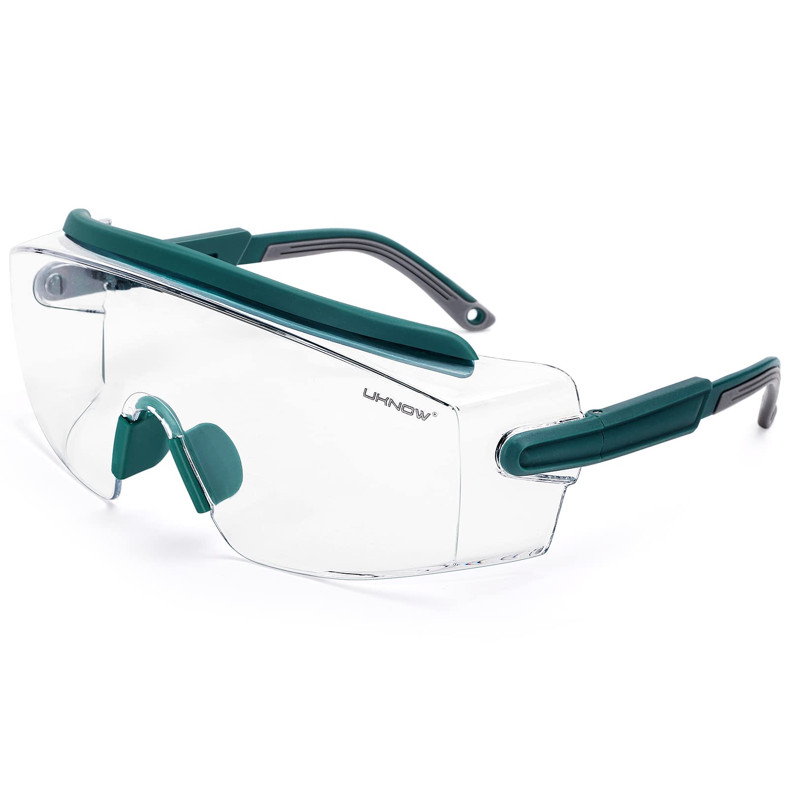 UKNOW Gafas de seguridad sobre gafas, gafas de seguridad antivaho con lente envolvente transparente, gafas protectoras ANSI Z87.1