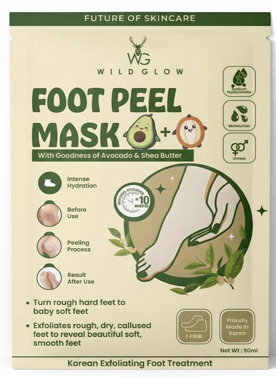 WildGlow Korean Peeling Foot Mask for Dry Cracked Feet | Dead Skin and Heavy Callus Removal | Intense hydration with Avocado and Shea Butter to get Baby Soft Skin within 72 hours | 50ml-picture-27