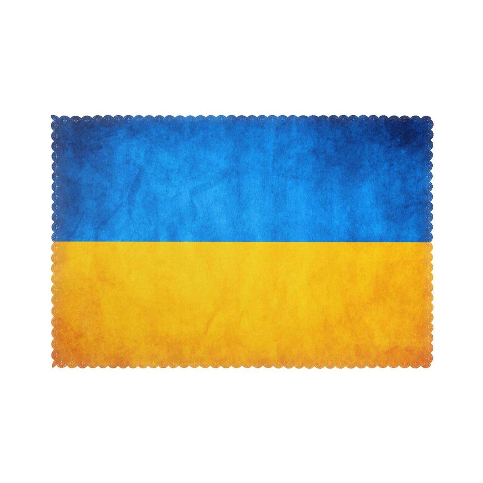 Ukrainian flag Print Placemats for Dining Table Set of 6 12x18 Inch Table Mats for Party Kitchen Dining.