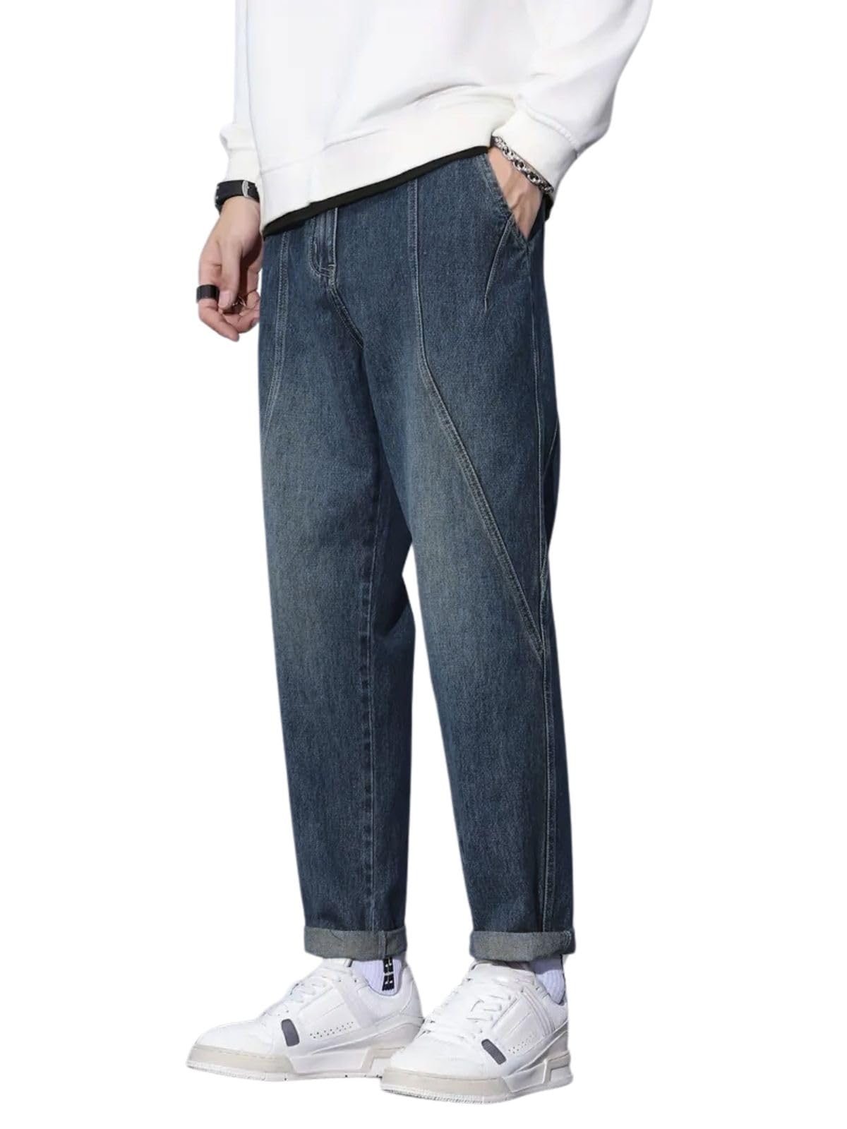 GRECIILOOKS Baggy Jeans for Man | Loose Fit | Pants for Men | Denim | Button | Casual Fit