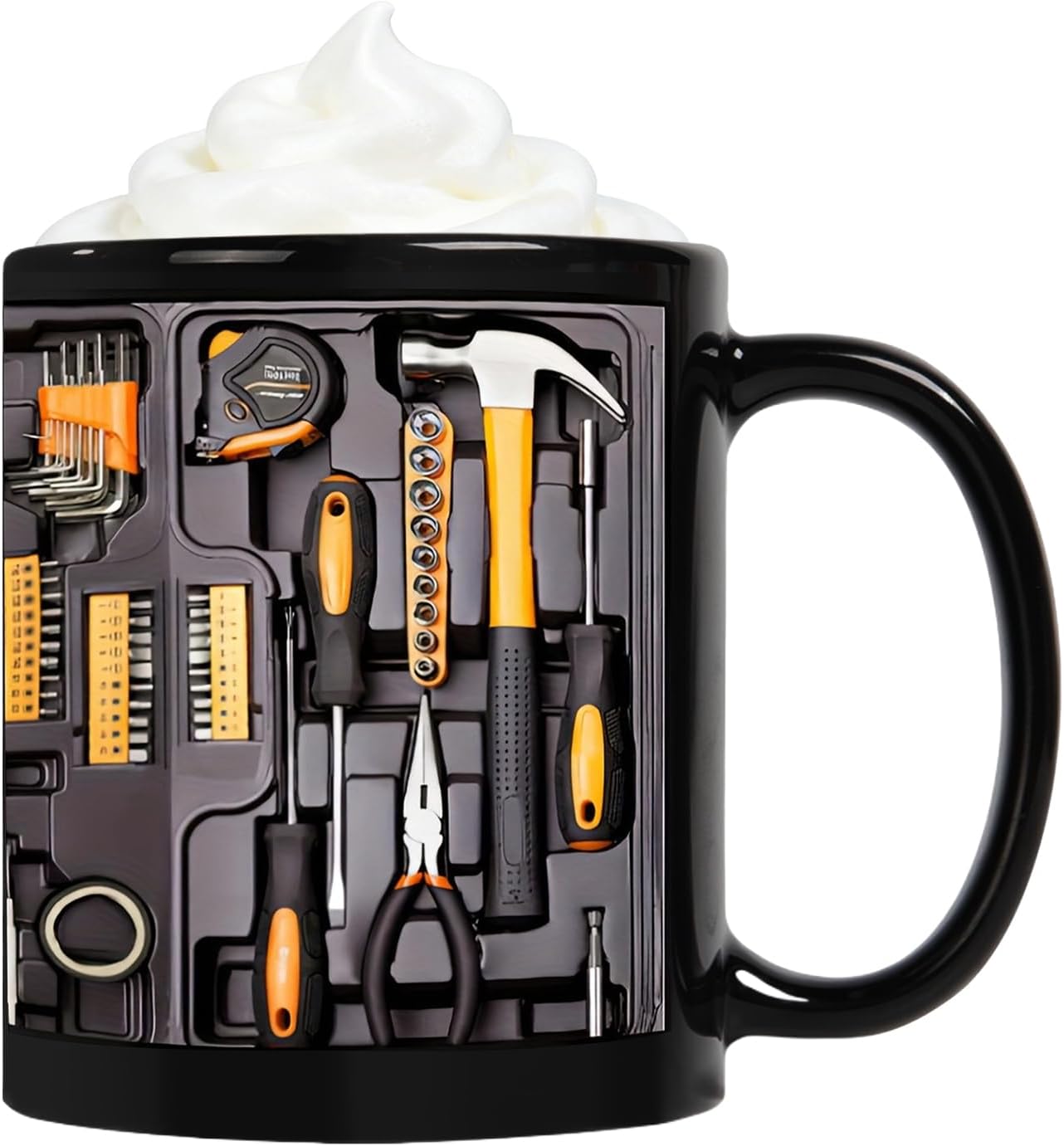 Mechanic Tool Coffee Cup, 11 oz Ceramic Mechanic Tool Box Cup, Photo Print Toolbox, Tool Cup, Mechanics Tool Cup with Handle for Engineers, Men, Him, Dad