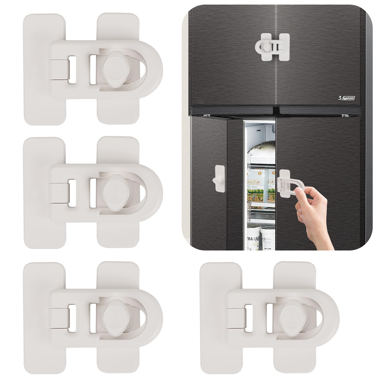 4 x Kühlschrank Schloss ohne Bohren Geeignet für Öfen, Kühlschränke, Mikrowellen, Waschmaschinen, Schränke, Toiletten, Weinschränke, Fenster, für Kleinkind