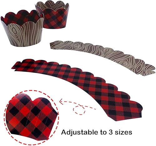 Miniatura 4 de Paquete de 24 adornos para cupcakes de madera de doble cara con diseño de ciervos y oso de bebé, árbol de hoguera, para cupcakes y cupcakes de doble