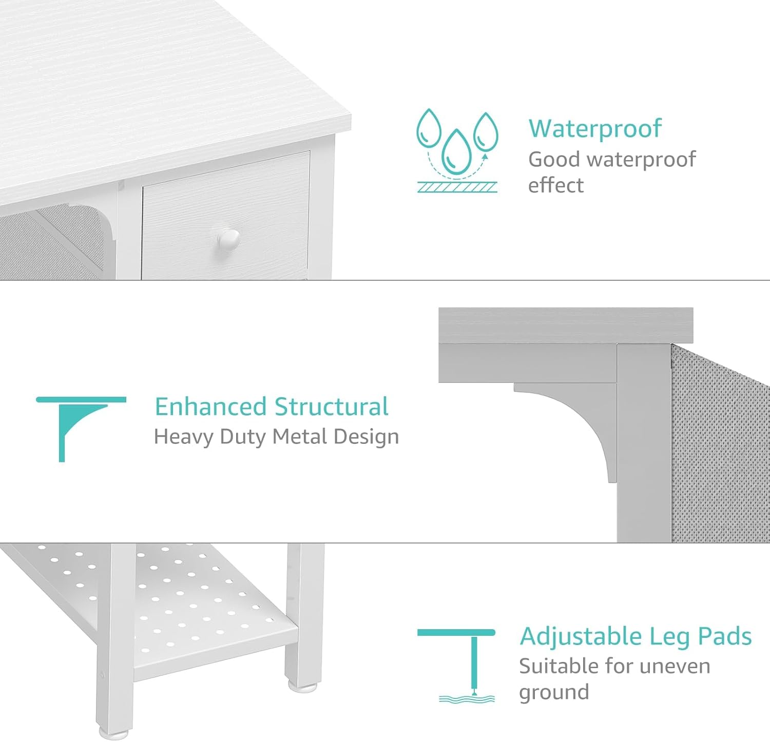 Lufeiya White Small Desk with Drawers - 40 Inch Computer Desk for Small Space Home Office, Modern Simple Study Writing Table PC Desks The Forest Stewardship Council - imagen 8