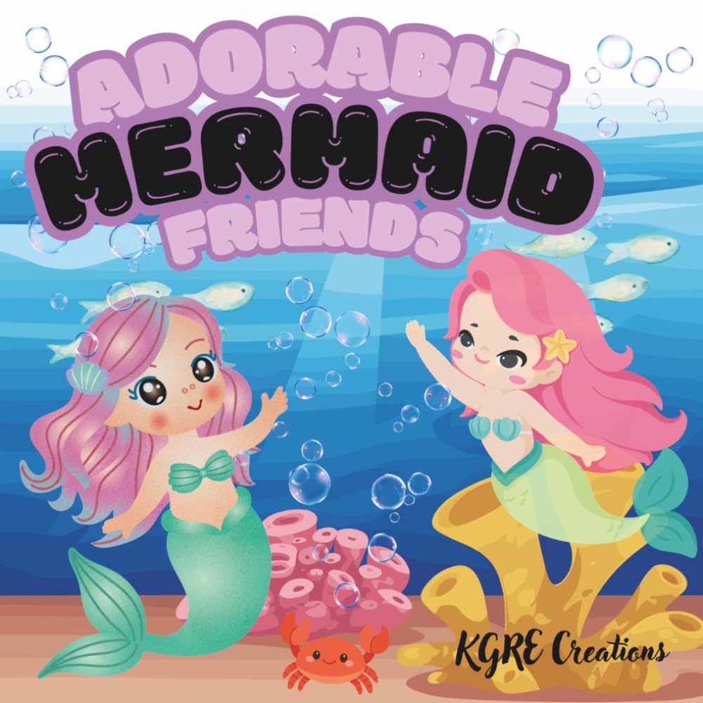 Adorable Mermaid friends: Fun and Easy Underwater Coloring Pages for Kid