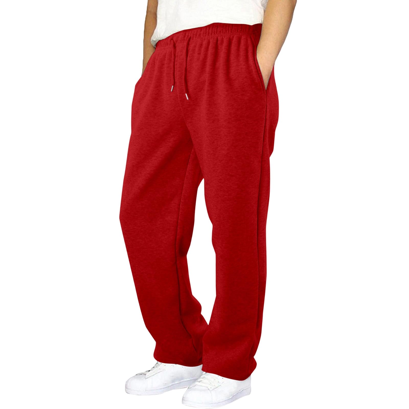 Pantalones casuales para niños, cintura elástica, cordón, ajuste holgado, pierna ancha