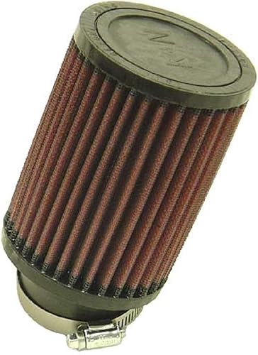 K&N Filtro de aire universal con abrazadera original de alto flujo alto rendimiento, premium, lavable diámetro de brida 2.25 pulgadas, altura del