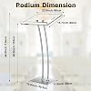Acrylic Podium Stand - Ultra Clear Modern Lectern with Storage Shelf, Church Pulpit, Conference & Speech Podium, Sturdy 10mm Thick Panel, 43.6”H (Silver)