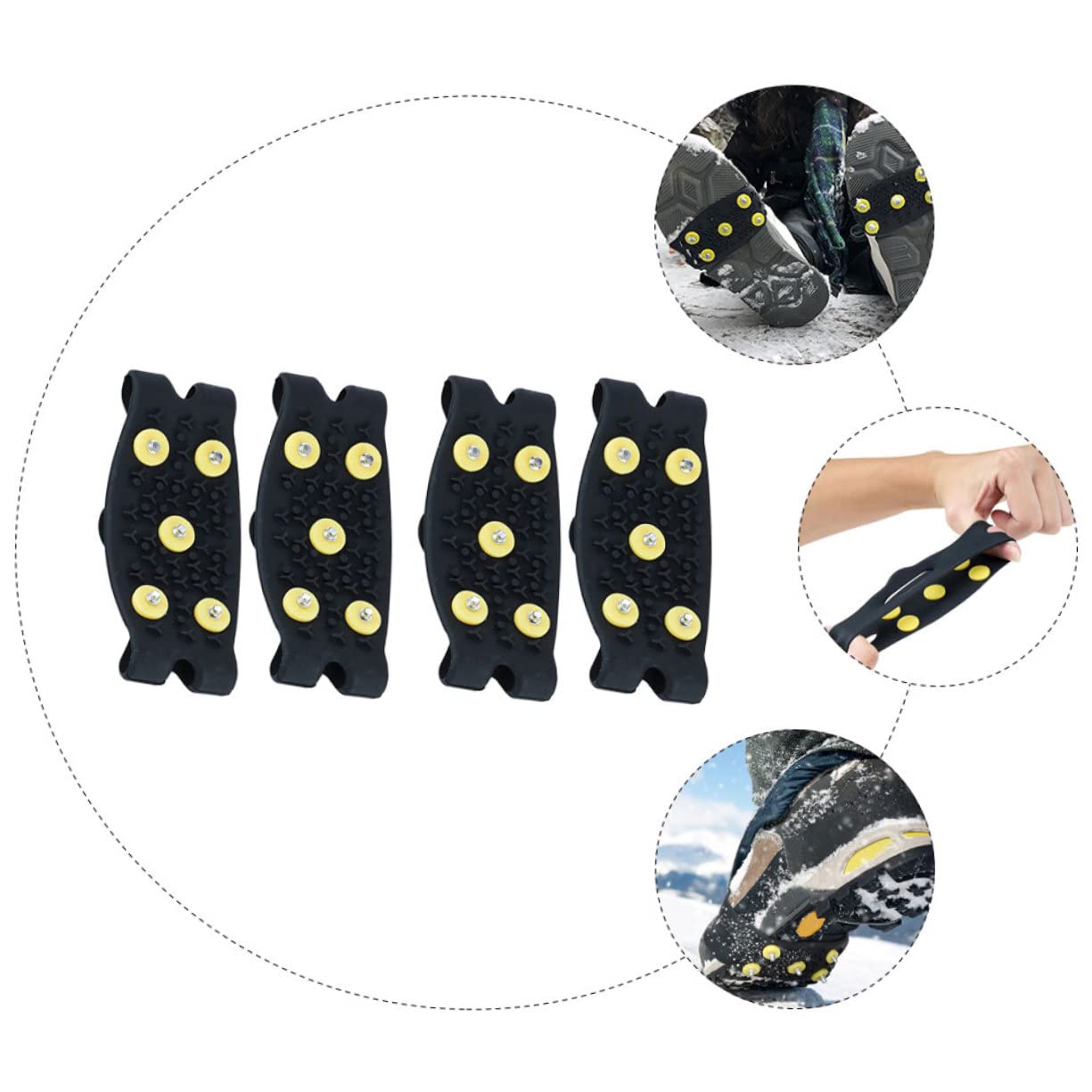 Healvian Copriscarpe Per Ramponi Scarpe Da Trekking Da Uomo Di Scarpe Racchette Da Neve Sciare Presa Punte Per Pinze Per Scarpe Pinze Per Ghiaccio All'aperto Tpe Nero