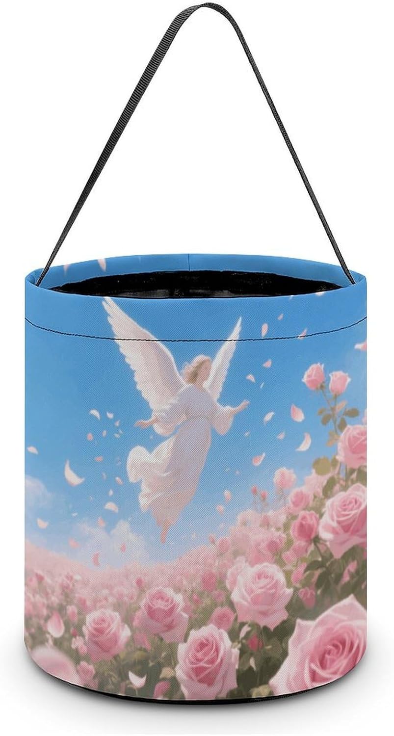 Angel And Roses Halloween Candy Bag Trick Or Treat Bucket