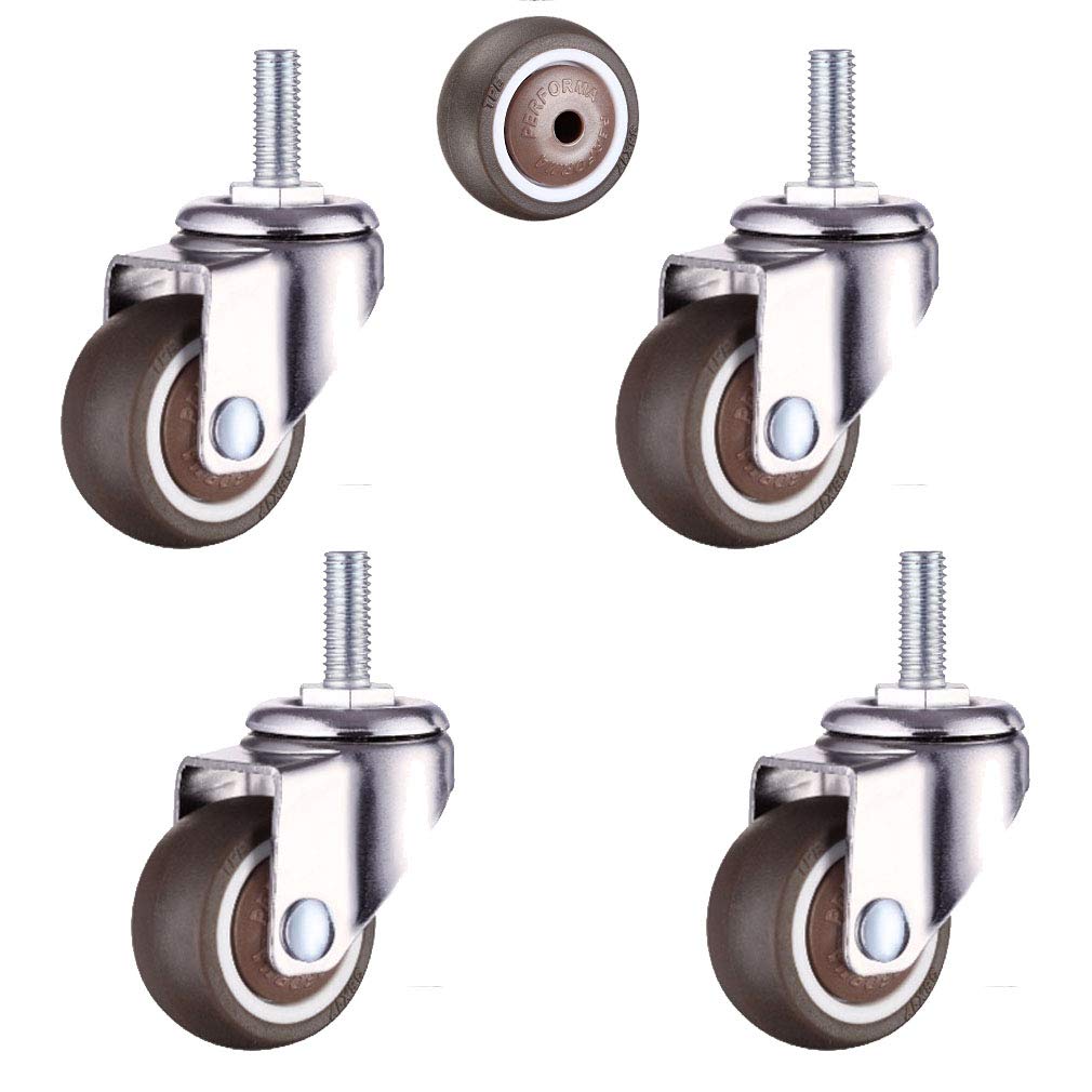 YUZGUHEY Rubber Swivel Caster Wheels 360 Degree Furniture Casters with Brakes Set of 4 Threaded Stem for Office Chair Baby Cot(4 Universal,1.5in(Stem M8))