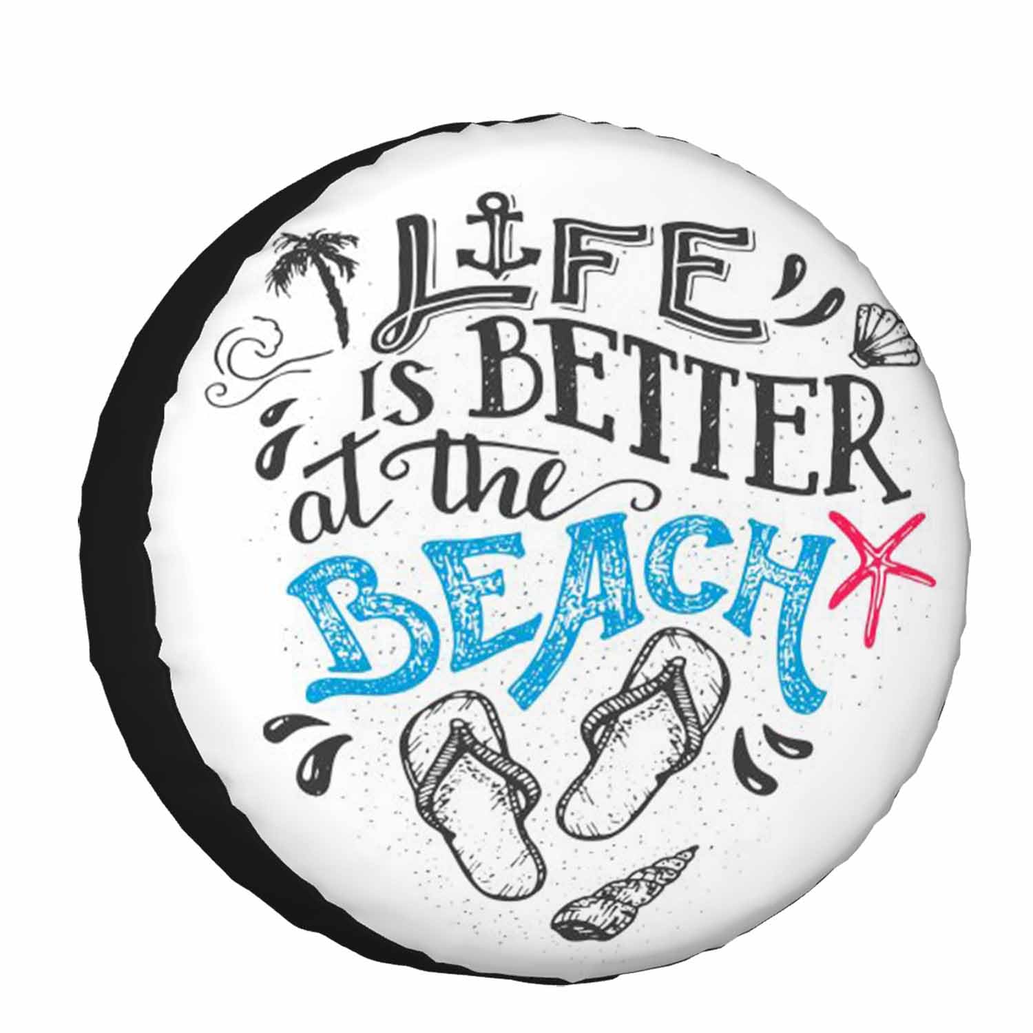 Photo 1 of Life is Better at The Beach Spare Tire Cover Flip-Flops Footwear Wheel Covers for RV Tires Camper Tire Case Protectors for Trailer Rv SUV Truck Travel Trailer 17 in