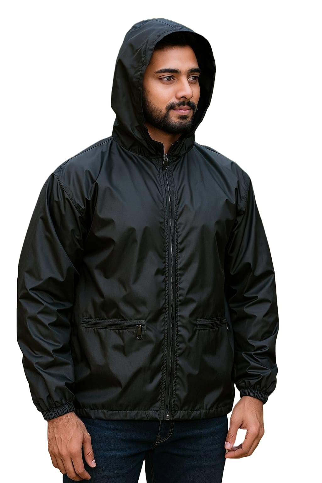 Nephar Men’s Lightweight Waterproof Windcheater – Black Hooded Rain Jacket for Outdoor, Hiking & Travel- (Medium)-picture-36