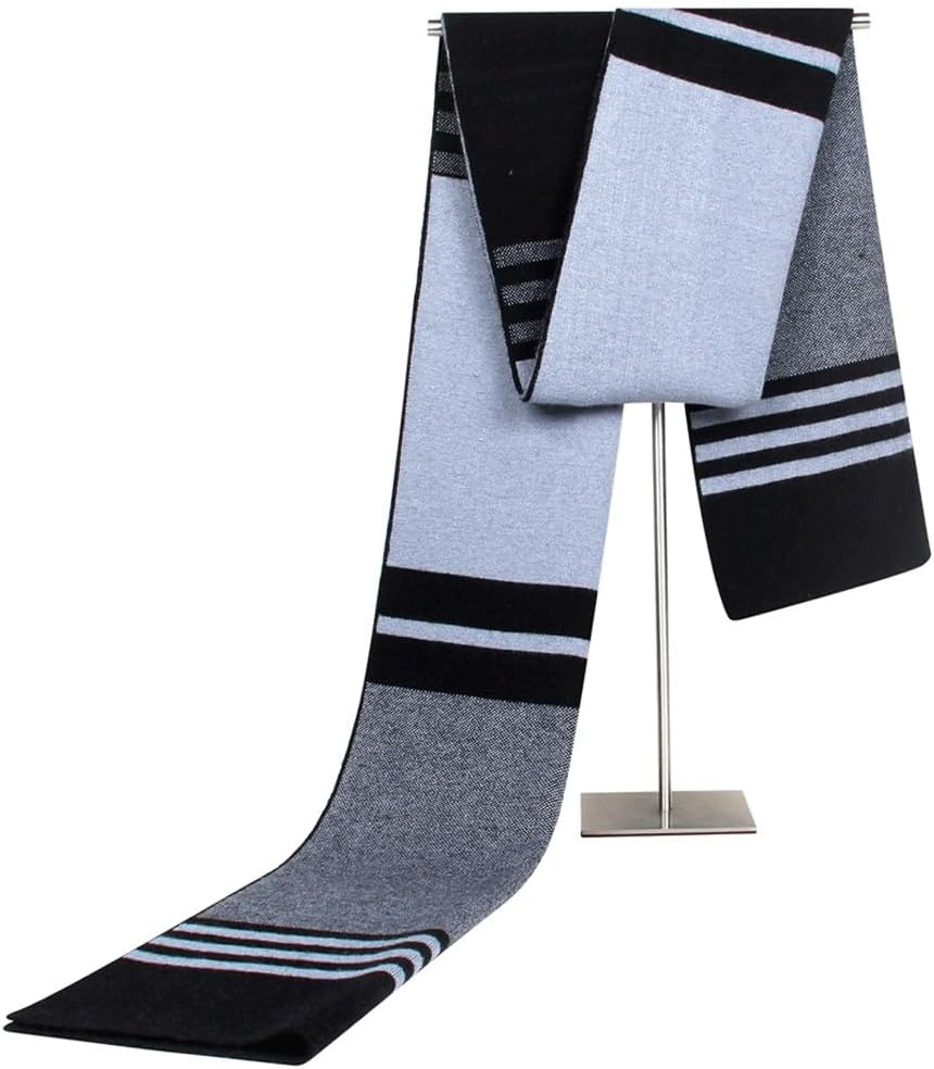 Autumn and Winter Knitted Blended Men's Scarf Business Casual Stripe Color Block Neck