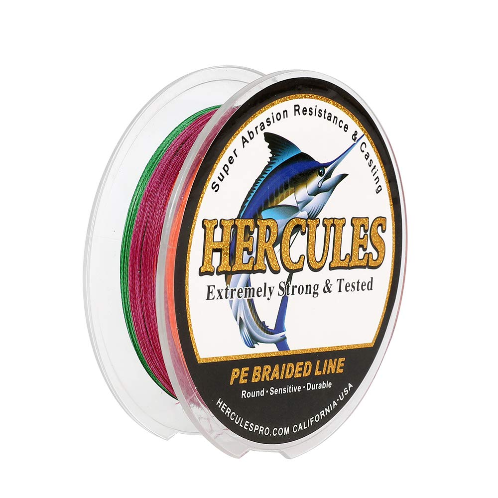 HERCULES Cost-Effective Super Strong 4 Strands Braided Fishing Line 6LB to 100LB Test for Salt-Water, 109/328 / 547/1094 Yards (100M / 300M / 500M / 1000M), Diam# 0.08MM - 0.55MM, Hi-Grade