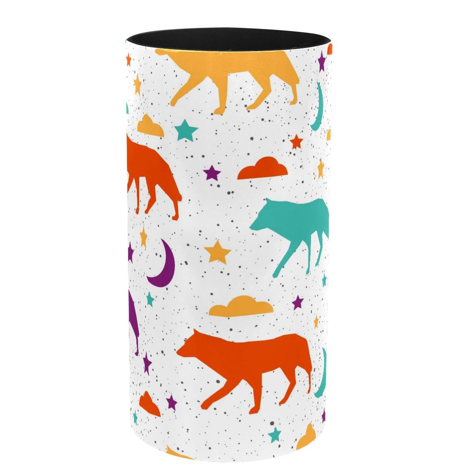 Porte-stylos bureau loup coloré avec boîte à musique et pot à crayons décoratif lune