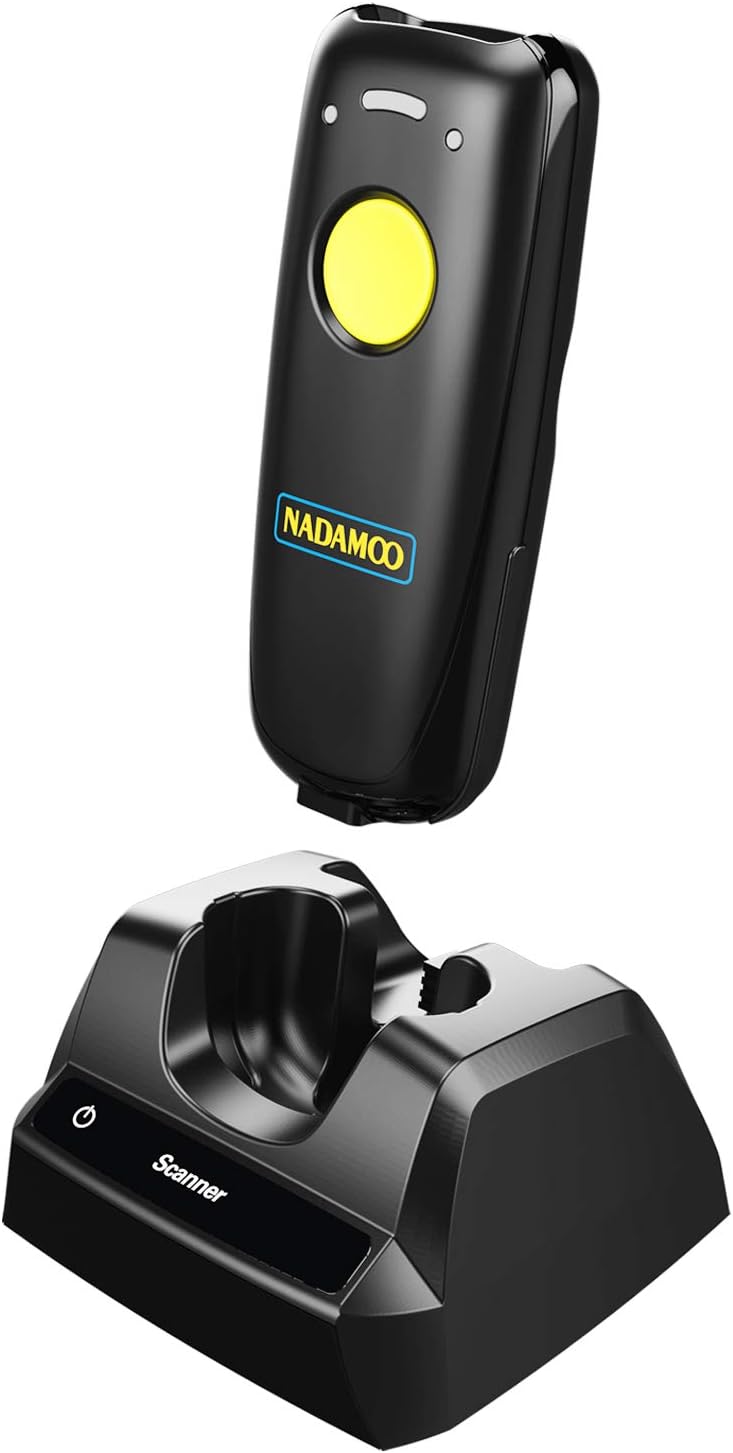 - NADAMOO 2D Wireless Barcode Scanner Compatible with Bluetooth, Portable USB 1D 2D QR Code Scanner for Inventory, Bar Code Image Reader for Tablet iPhone iPad Android iOS PC POS, with Charging Dock