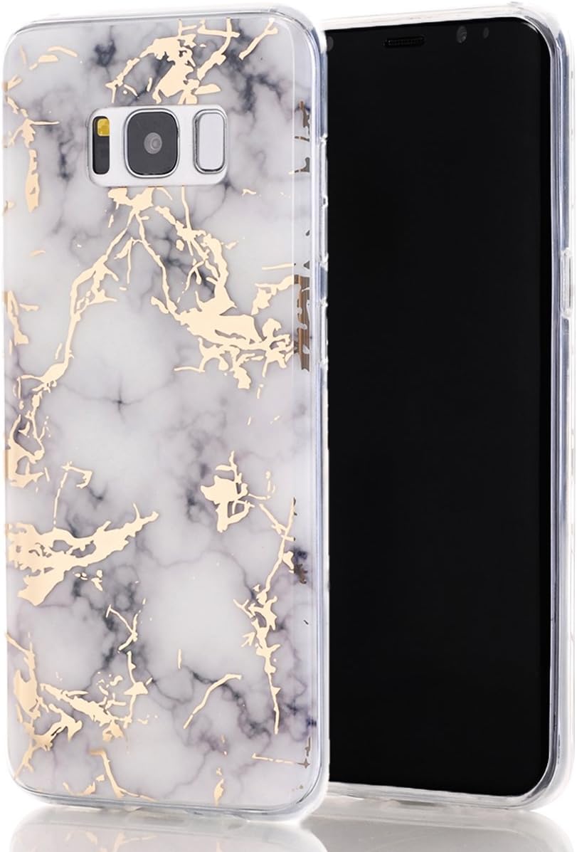 Galaxy S8 Case,Samsung Galaxy S8 Case,Spevert Marble Pattern Hybrid Hard Back Soft TPU Raised Edge Ultra-Thin Shock Absorption Scratch Proof Slim Protective Case for Samsung Galaxy S8 - White