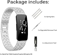 Vista 8 de Miimall Compatible con Fitbit Inspire Band, Inspire 2 Bling Band, Inspire HR Band con correa de repuesto de metal de cristal de diamante para Fitbit