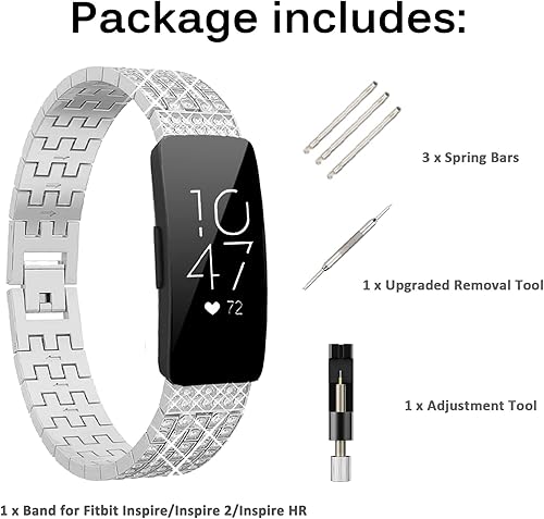 Miniatura 8 de Miimall Compatible con Fitbit Inspire Band, Inspire 2 Bling Band, Inspire HR Band con correa de repuesto de metal de cristal de diamante para Fitbit