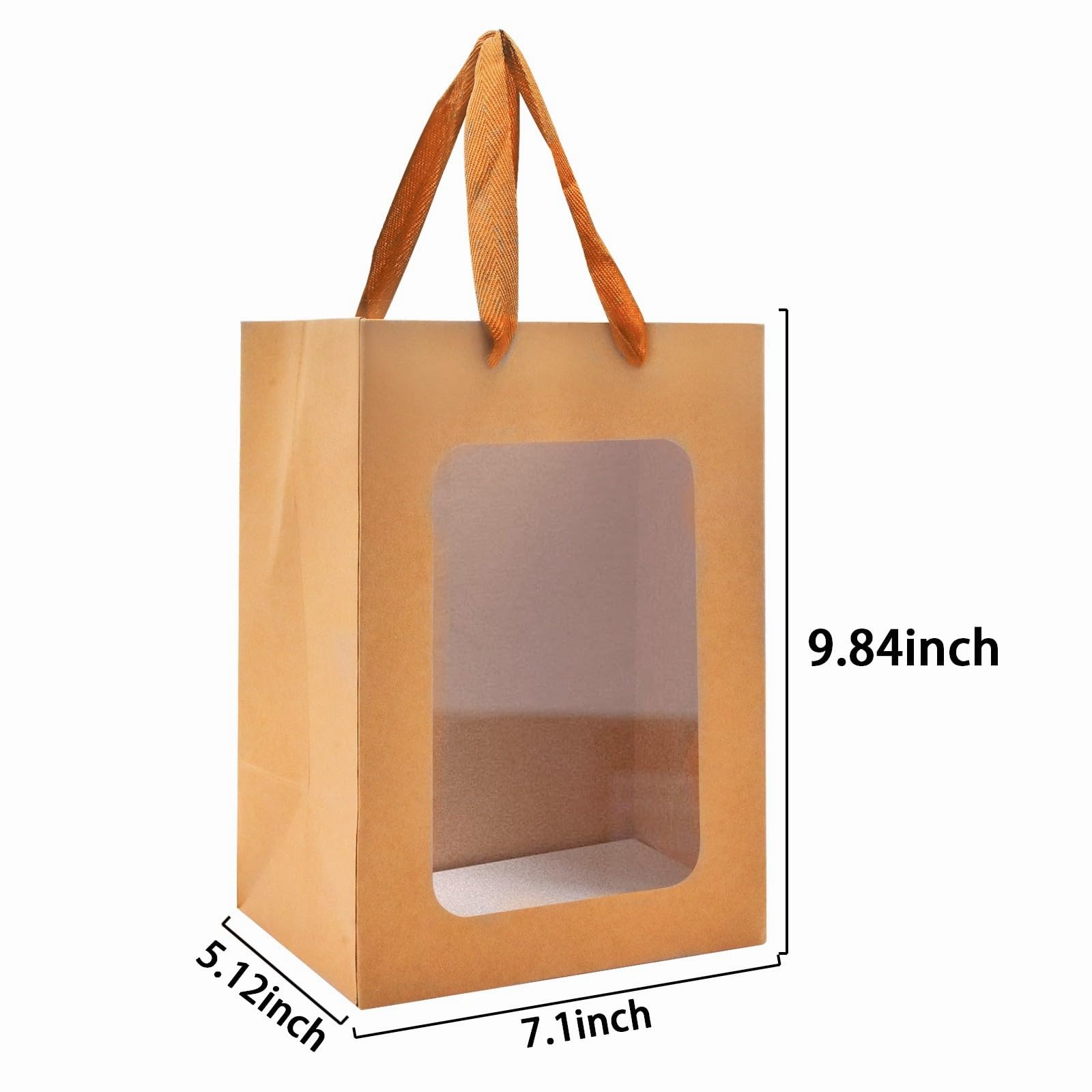 Enorteen 36 Stück Kraftpapier-Geschenktüten mit transparentem Fenster, Geschenkboxen mit Griffen, klare Süßigkeiten-Boxen für Valentinstag, Brautparty, Geschenk, Festival, Party