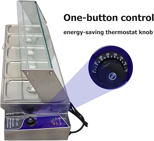 Miniatura 4 de Calentador de alimentos comercial de 5 bandejas de acero inoxidable de gran capacidad, calentador de vapor para buffet, buffet eléctrico Bain-Marie