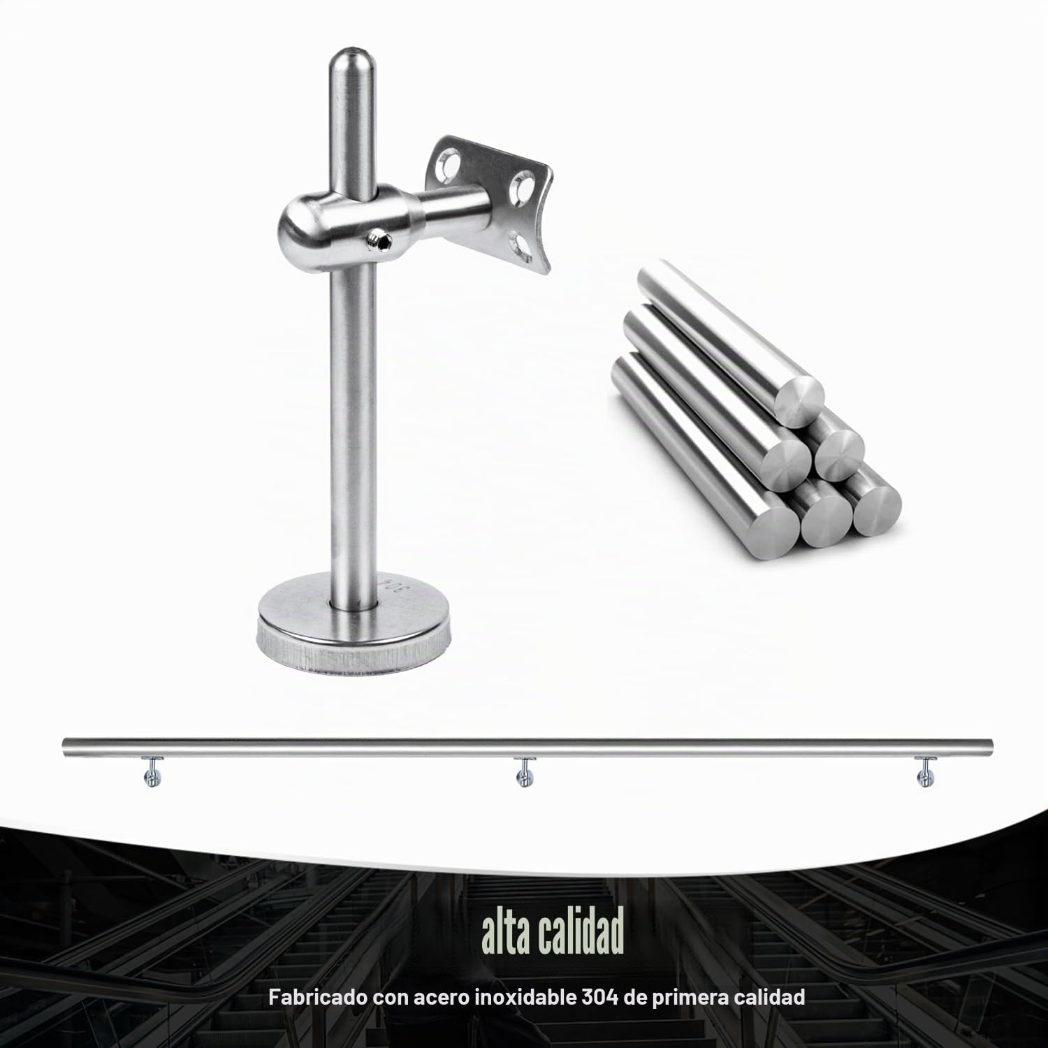 Soporte Pasamanos Ajustable Acero Inoxidable, 2 Piezas Soportes Baranda Barandilla Pasamano, Barandillas Accesorios Escaleras, para Protección de Seguridad en Escaleras, Pasillos, Baños etc