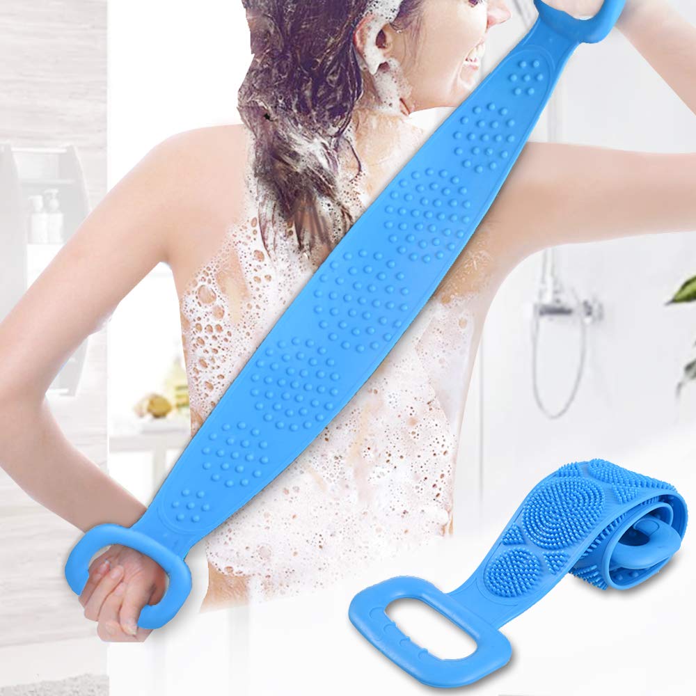 WENGTY Silicone Gel Body Back Bath Scrubber Bath Brush Washer For Dead Skin Removal Double Side Brush Belt For Shower Exfoliating Belt, Easy to Clean, Lathers Well (Body Scrubber)-image-24