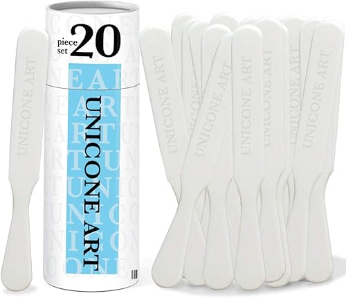 Unicone Art Espátulas reutilizables de plástico para mezclar resina epoxi, arte, pintura, cera, yeso, cemento, manualidades de bricolaje, juego de 20