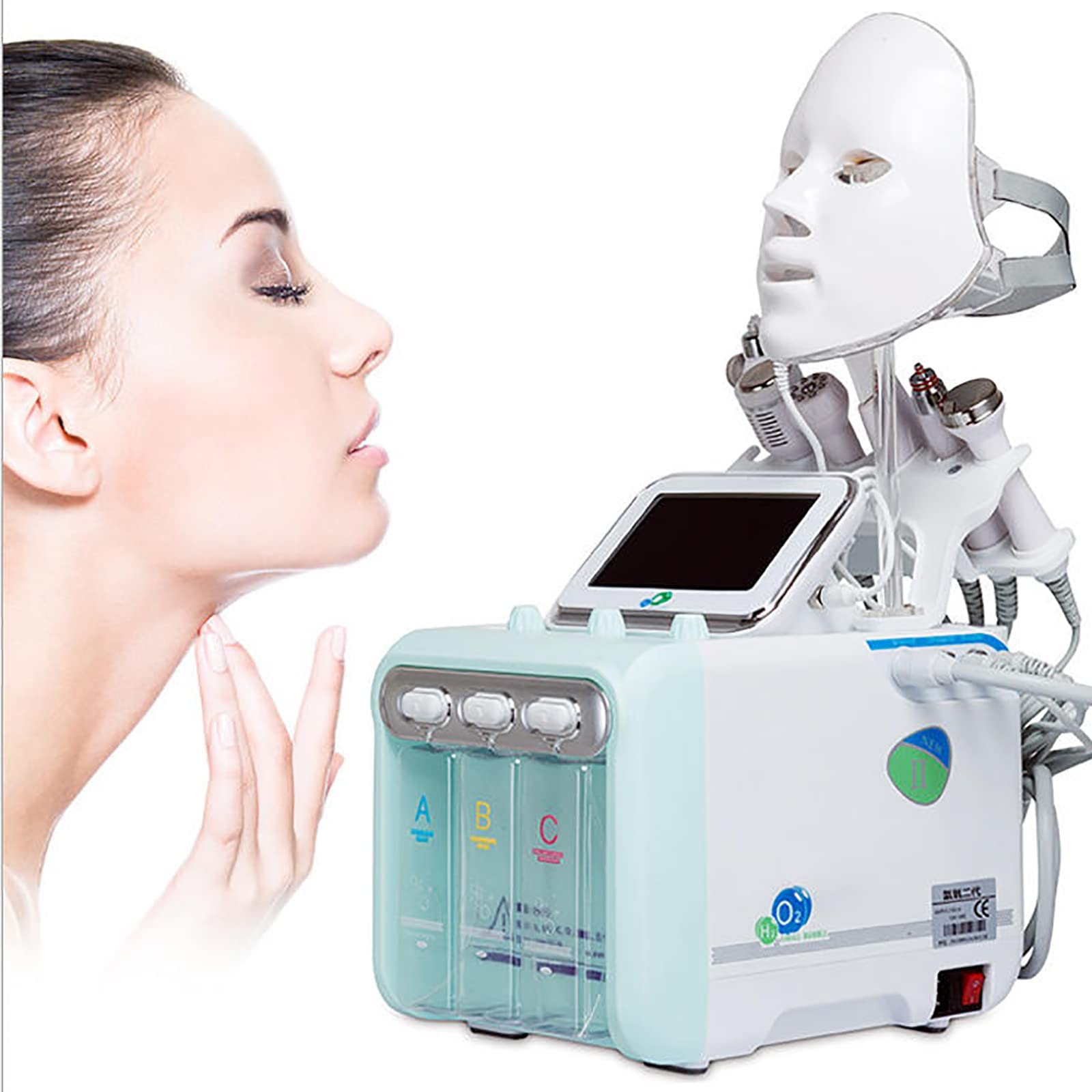 Mascara Facial Luz Led Facial Profesional, Máquina de Cuidado Facial Hidratante de Oxígeno Puro con Máscara Facial LED, Exfoliante de Limpieza Profunda, para Todo Tipo de Piel