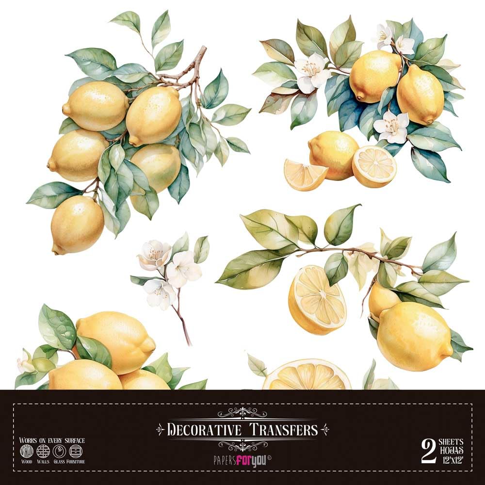 Transferts décoratifs citron Papers For You pour meubles et scrapbooking 30x30 cm
