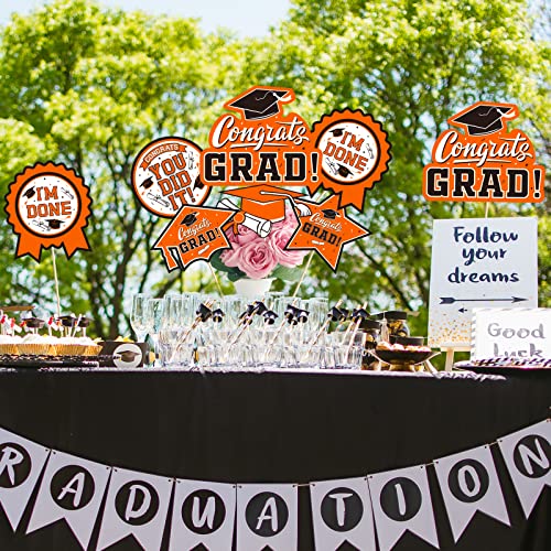 Image of 30PCS Graduation Party Decorations Congrats Grad Table Centerpiece,Graduation Table Decorations,Congratulate Graduation Centerpiece Sticks Table Toppers for Graduation Party(Orange)