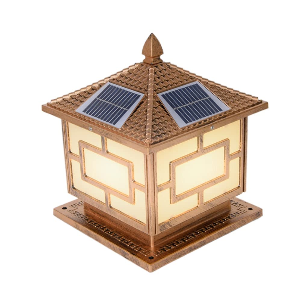 GTHTUHFD Courtyard Light Ip65 Waterproof Outdoor Solar Powered & And Power Link Post Lamp Simple Pillar Lantern Wall For Lawn Garden Exterior Fixture,C-25 * 25cm